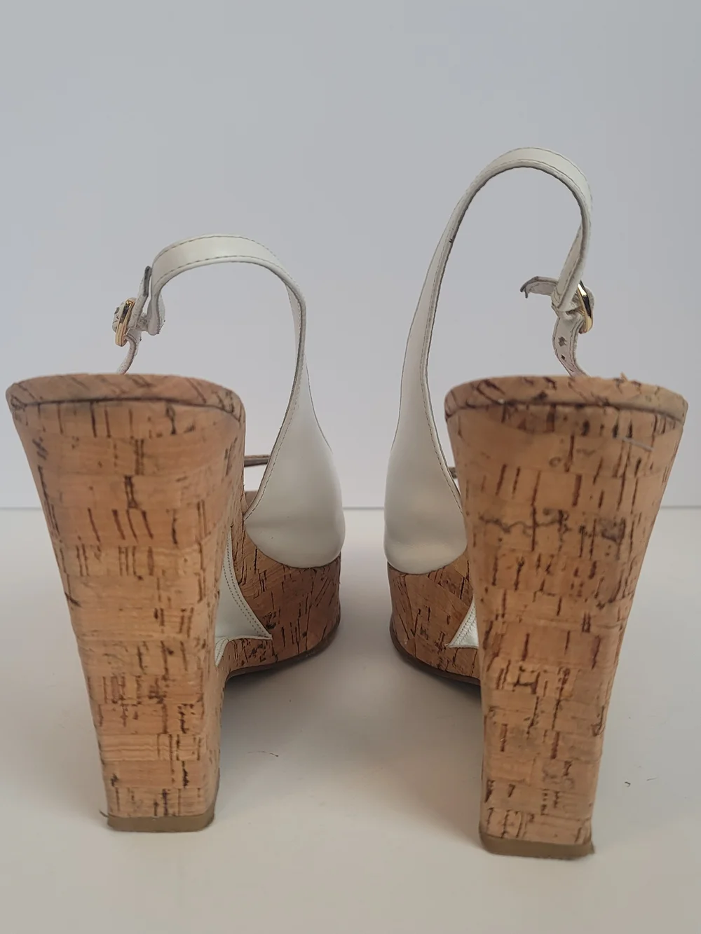 Betsey Johnson June Leather Cork Platform High Heel Wedge Sandals Cork Straps 10